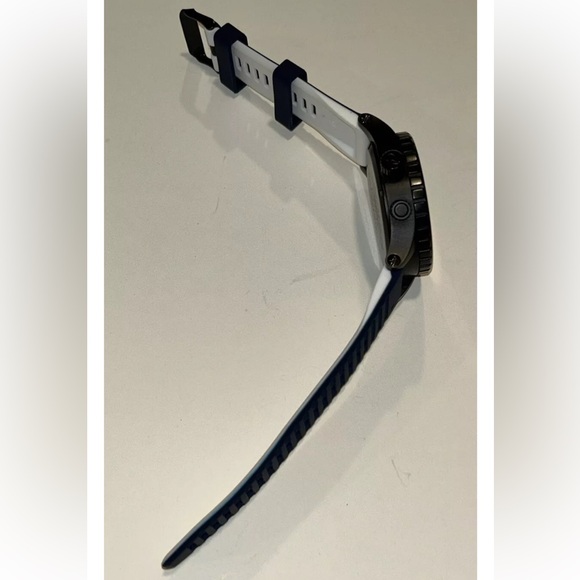 Watch Band 25mm Navy Blue w White Rubber Replacement 4 Nixon 51-30 Strap Garmin - Picture 5 of 12